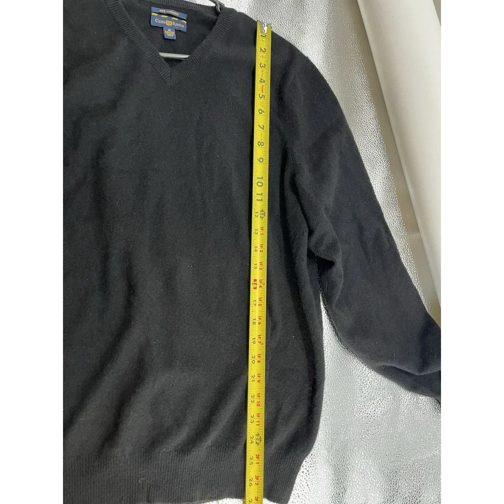 Club Room Medium M Estate Cashmere Sweater V Neck Black‎ Preppy Business
